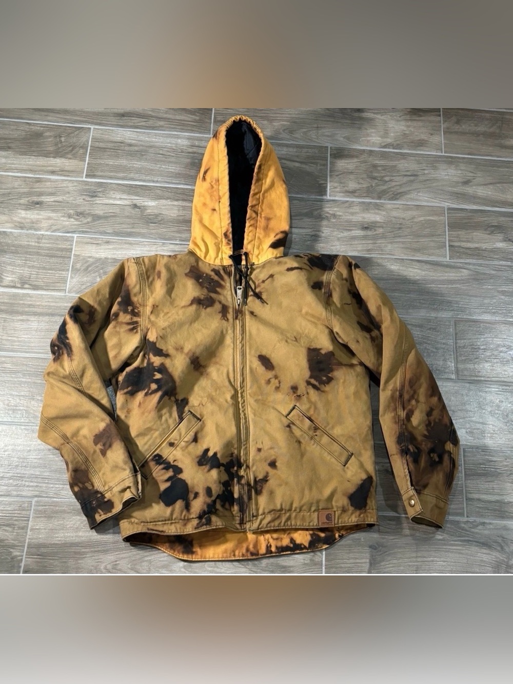 Vintage Carhartt Jacket Mens Medium Hooded Washed Duck Canvas 100733 001 Work